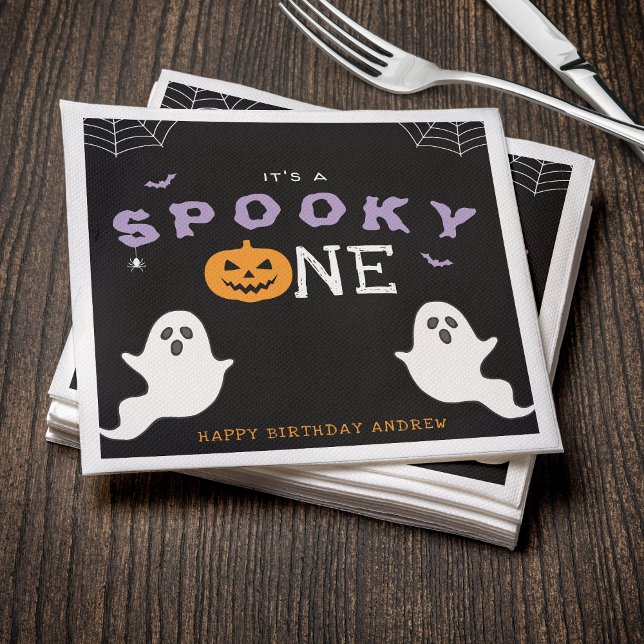 Halloween 1st Birthday Spooky One Ghost Gothic Napkin (Halloween 1st Birthday Spooky One Ghost Gothic Napkins
)