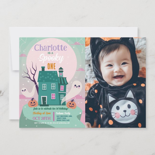 Halloween 1st Photo Ghosts House Party Haunted Invitation (Front)