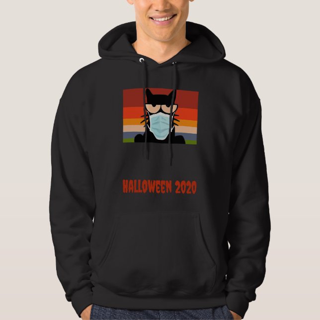 Halloween 2020,  Black Cat with Mask Hoodie (Front)