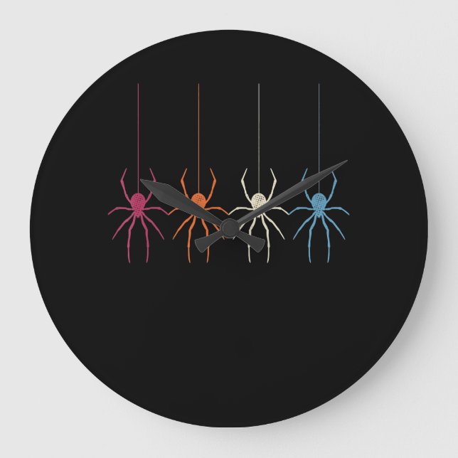 Halloween 2020 Vintage Spider Web Silhouette Large Clock (Front)