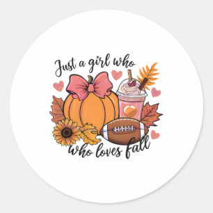 Halloween 2024 Just A Girl Who Loves Fall Pumpkin Classic Round Sticker