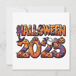 Halloween 2025 – Colorful Cartoon Cutout Sticker Invitation