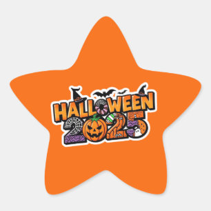 Halloween 2025 Magic – Festive Pumpkin Star Sticker