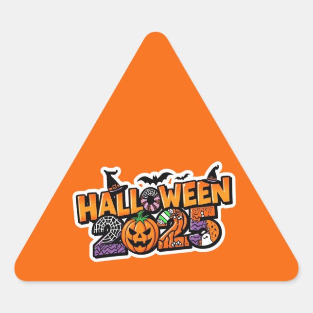 Halloween 2025 Magic – Festive Pumpkin Triangle Sticker (Front)