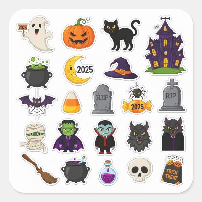 Halloween 2025 Spooky Sticker Set – Pumpkins,ghost (Front)