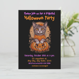 Halloween, 2 kitty, cute, fun, jack-o-lantern, invitation