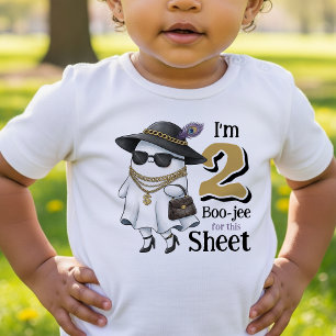 Halloween 2nd Birthday Funny Ghost Two Boujee Toddler T-Shirt