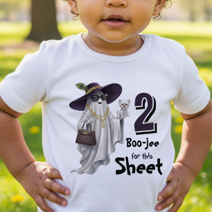 Halloween 2nd Birthday Funny Ghost Two Boujee Toddler T-Shirt