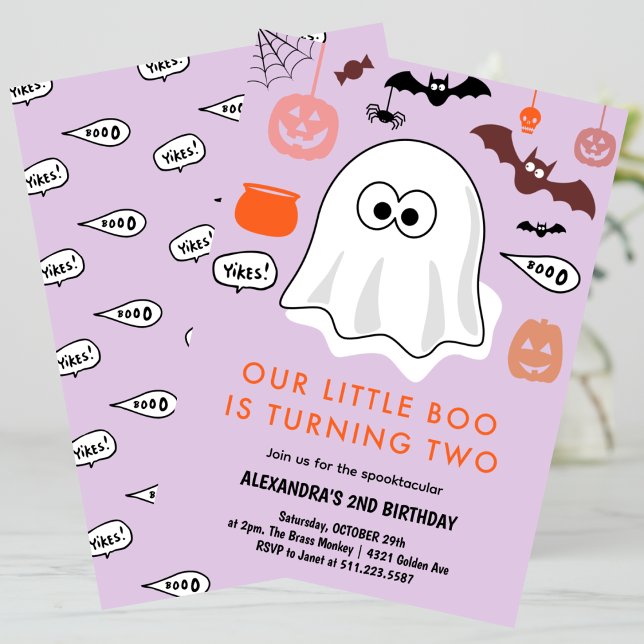 Halloween 2nd birthday ghost cute little boo invitation (Halloween-2nd-birthday-ghost-cute-little-boo-invitation-pink-1)