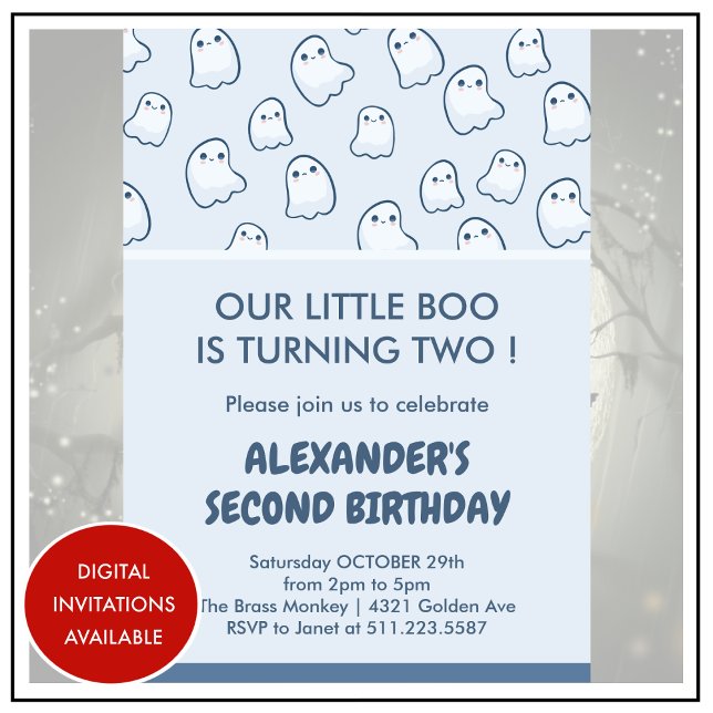 Halloween 2nd birthday invitations second boo (halloween-2nd-birthday-invitation-spooktacular-cute-1)