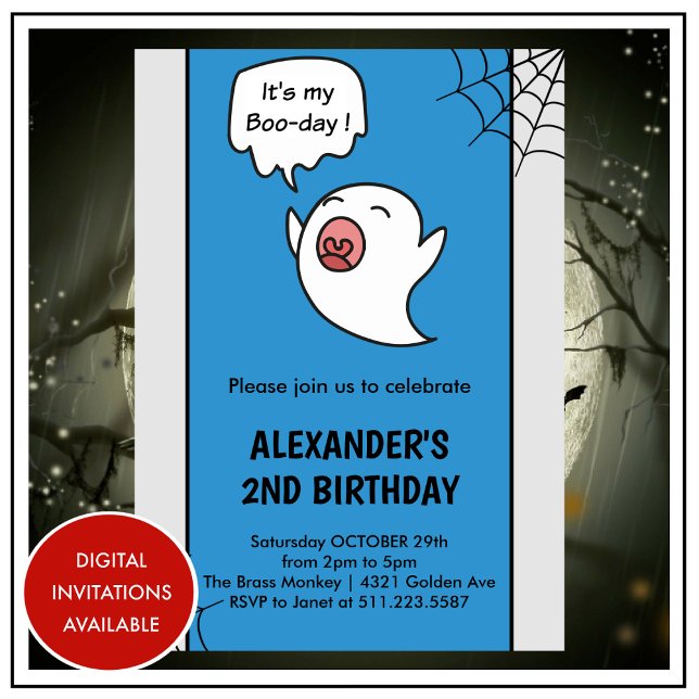 Halloween 2nd birthday invitations spooky boo (halloween-2nd-birthday-invitation-second-1)