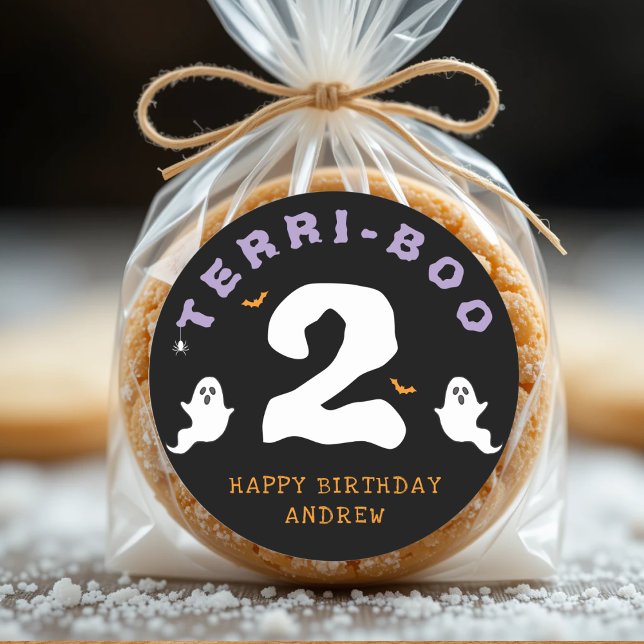 Halloween 2nd Birthday Terri-Boo Twos Ghost Gothic Classic Round Sticker (Halloween 2nd Birthday Terri-Boo Twos Ghost Gothic Classic Round Sticker
)