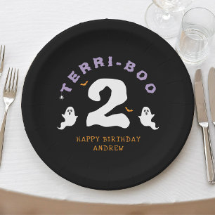 Halloween 2nd Birthday Terri-Boo Twos Ghost Gothic Paper Plate