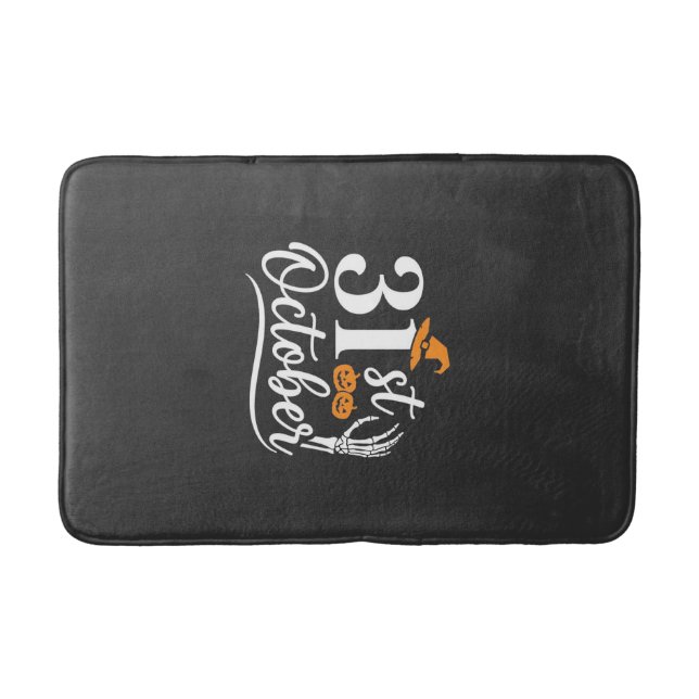 Halloween 31st October Pumpkin Witch Hat Design_1 Bath Mat (Front)