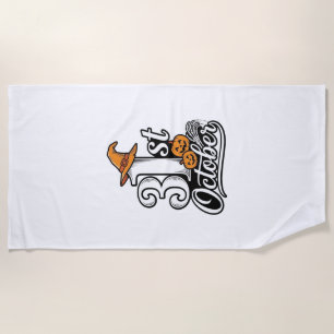 Halloween 31st October Typography Shirt Design_1 Beach Towel