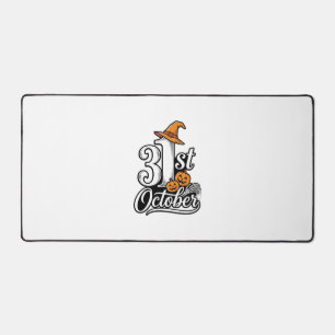 Halloween 31st October Typography Shirt Design_1 Desk Mat