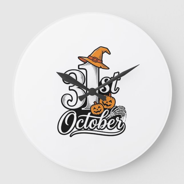 Halloween 31st October Typography Shirt Design_1 Large Clock (Front)