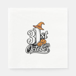 Halloween 31st October Typography Shirt Design_1 Napkin