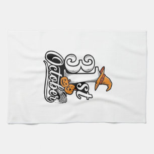 Halloween 31st October Typography Shirt Design_1 Tea Towel