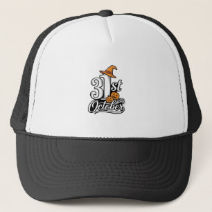 Halloween 31st October Typography Shirt Design_1 Trucker Hat