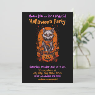 Halloween, 3 kitty, cute, fun, jack-o-lantern, invitation