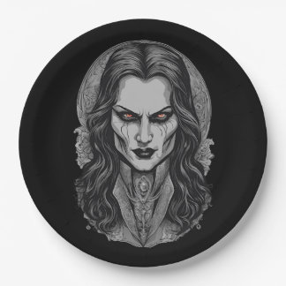 Halloween 3 vampire, scary monster, horror,  paper plate