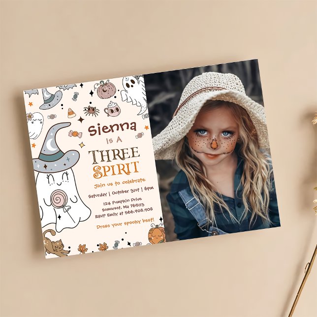 Halloween 3rd Birthday Three Spirit Invitations (Creator Uploaded)