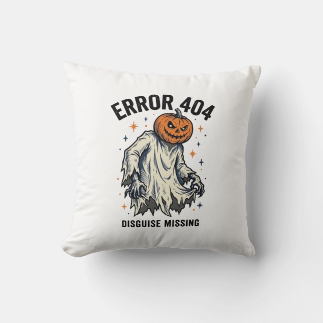 Halloween 404 Costume Pumpkin Ghost Error Design_1 Cushion (Front)
