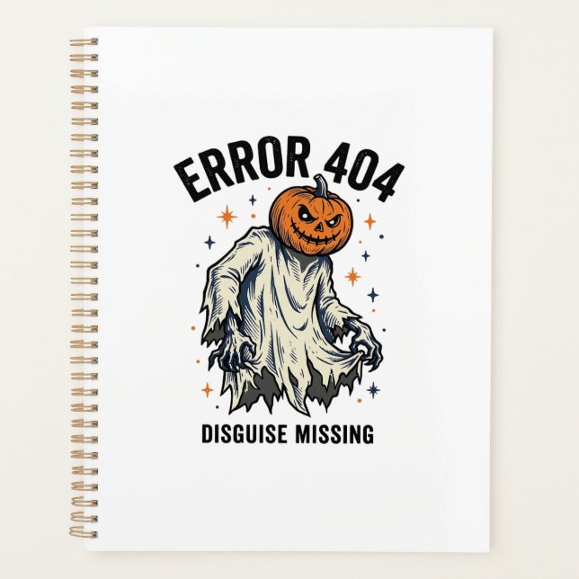 Halloween 404 Costume Pumpkin Ghost Error Design_1 Planner (Front)