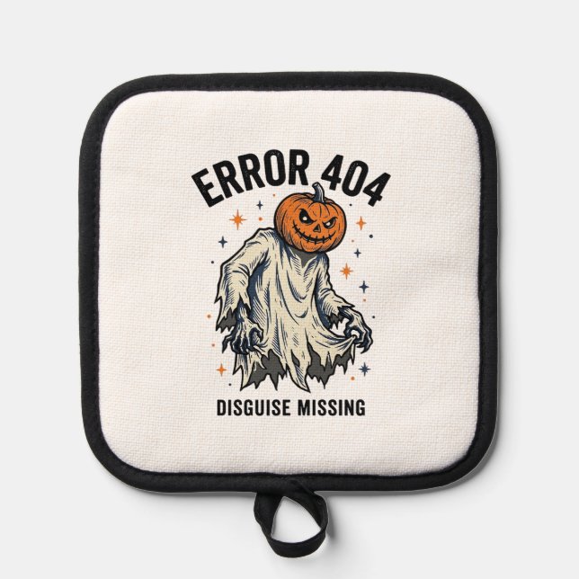 Halloween 404 Costume Pumpkin Ghost Error Design_1 Pot Holder (Front)