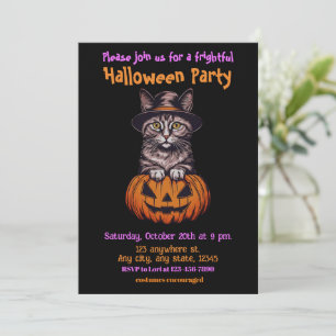 Halloween, 4 kitty, cute, spooky, jack-o-lantern, invitation
