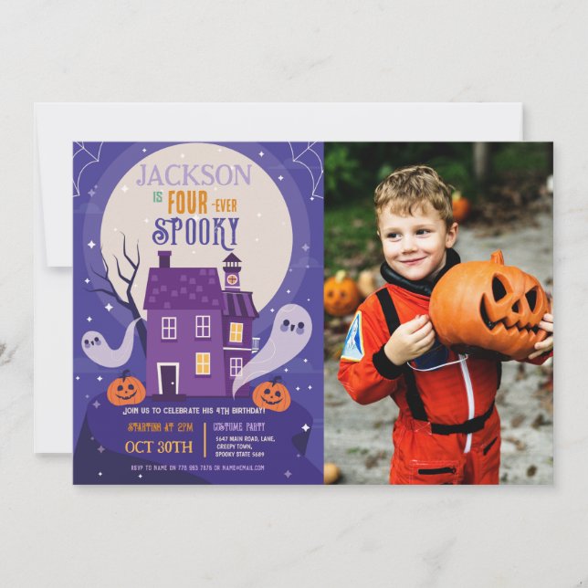 Halloween 4TH Ghosts Four House Party Photo Four Invitation (Front)