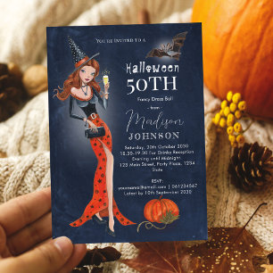 Halloween 50 th Birthday Party Invitation 