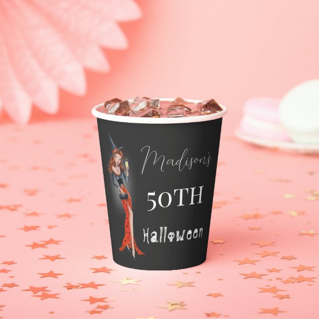 Halloween 50 th Woman Birthday Party Paper Cups (Insitu)
