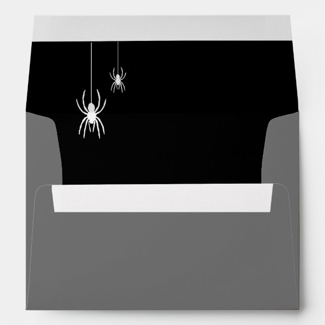 Halloween 5x7 Grey Black Spiders Invitation Envelope (Back (Bottom))