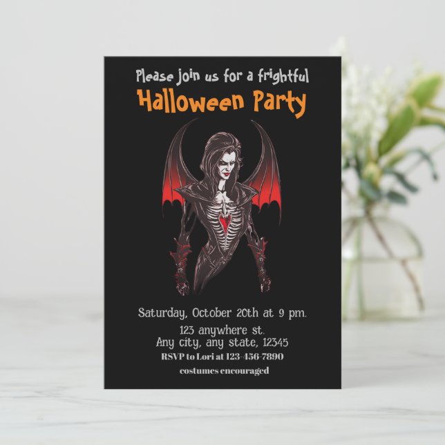 Halloween, 6 vampire, frightful,c2, scary,  invitation (Standing Front)