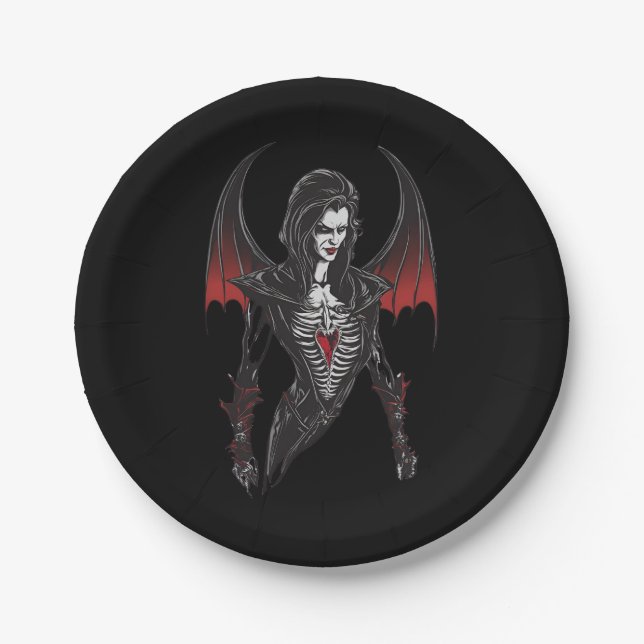 Halloween 6 vampire, fun, terrifying vampire, paper plate (Front)