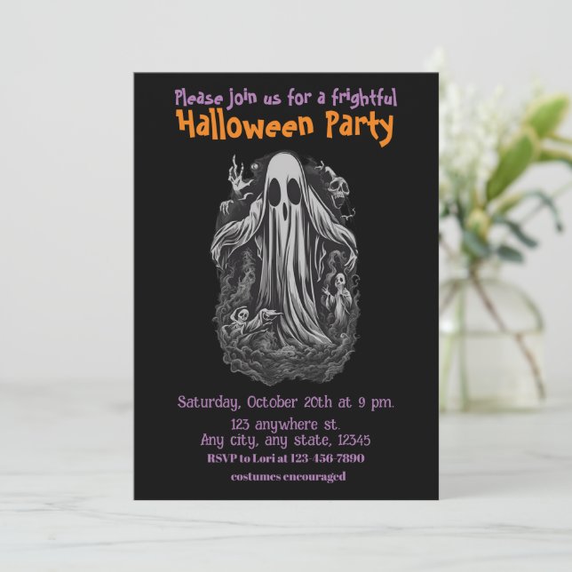 Halloween, 8 spirit, spooky, party invitation, invitation (Standing Front)