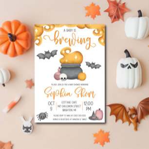 Halloween A Baby is Brewing Baby Shower Invitation