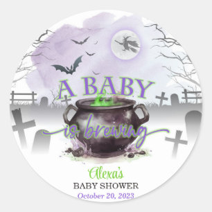 Halloween A Baby is Brewing (P/G) Classic Round Sticker