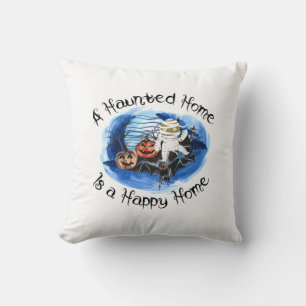 Halloween A Haunted Home Is A Happy Home Cushion