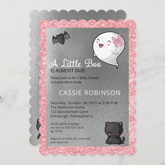 Halloween A Little Boo Ghost Girl Baby Shower Invitation (Front/Back)