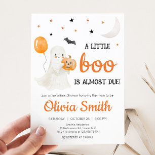 Halloween A Little Boo is Almost Due Baby Shower  Invitation