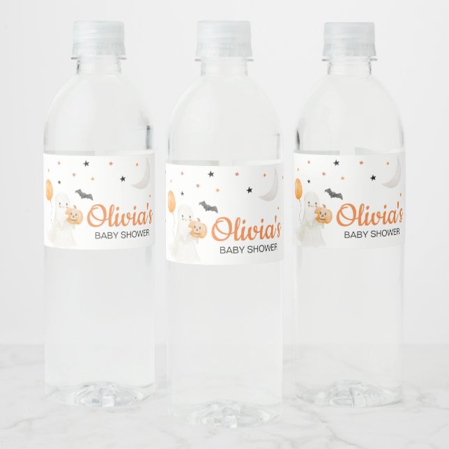 Halloween A Little Boo is Almost Due Baby Shower Water Bottle Label (Bottles)