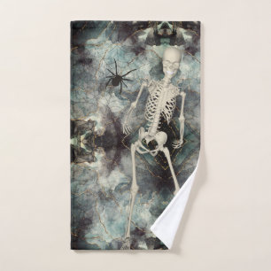 Halloween Abstract Ashes with Skeleton Bathroom  Hand Towel