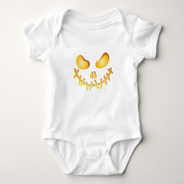 Halloween Abstract Cute Face Trick or Treat Baby Bodysuit (Front)