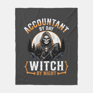Halloween Accountant by Day Witch by Night Design Fleece Blanket