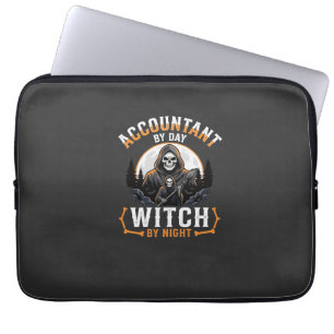 Halloween Accountant by Day Witch by Night Design Laptop Sleeve
