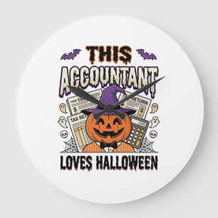 Halloween Accountant Funny Spooky Tax Season_1 Large Clock