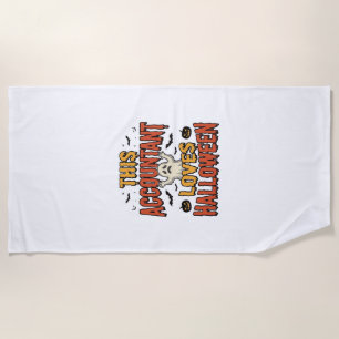 Halloween Accountant Vintage Ghost Shirt Design_1 Beach Towel